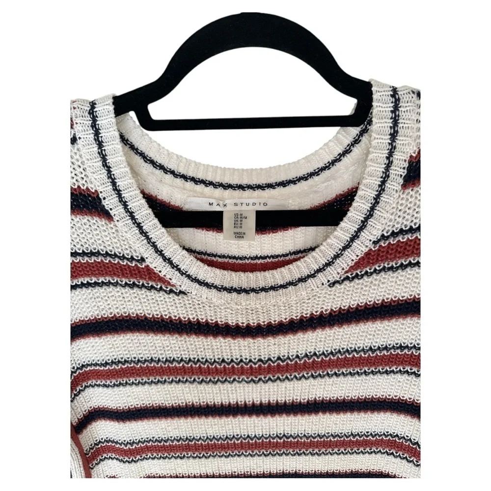 EUC Max Studio Women's Multicolor Cotton Striped Long Sleeve Pullover Sweater - Picture 2 of 7